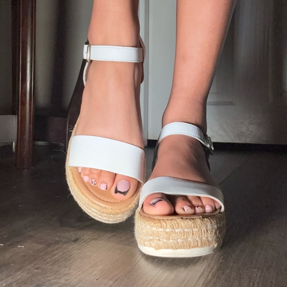 Steve Madden Women's Marissa Platform Leather Sandals White